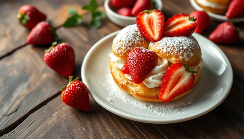 Paris-Brest: la recette facile des zeppolone avec crème et fraises