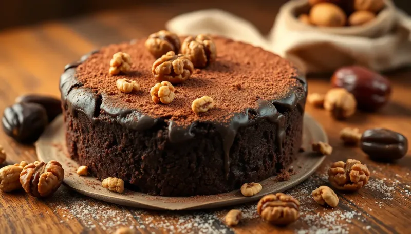 Torta al cioccolato con datteri e noci: un dolce senza zucchero per ogni occasione